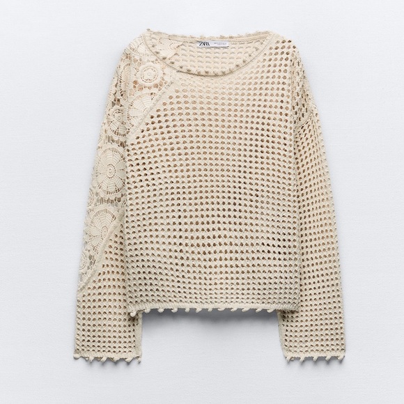 Zara Tops - NWT Zara crochet knit long sleeve top